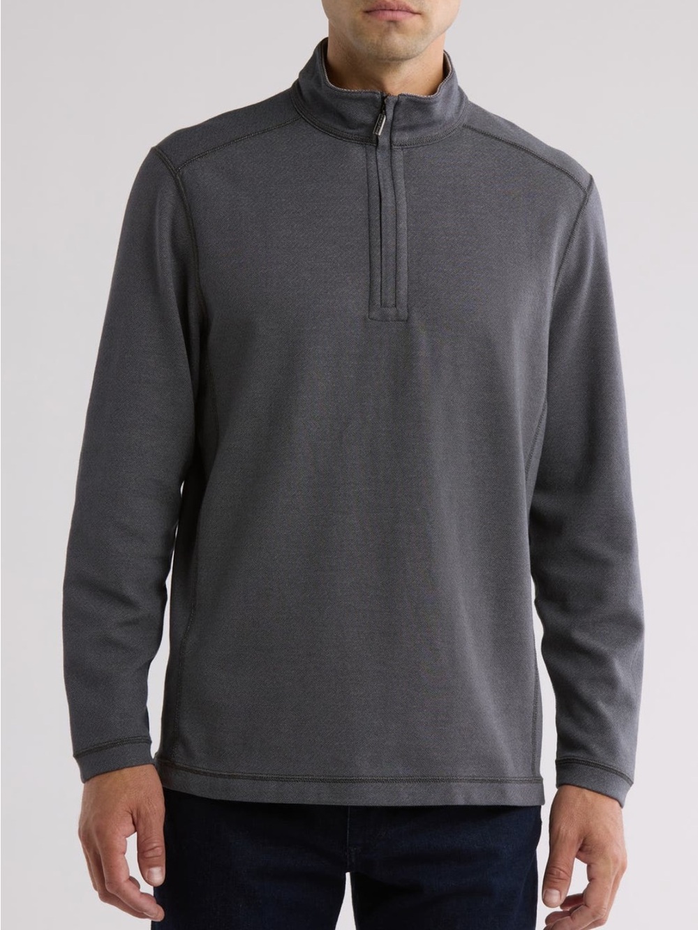 Men's Tommy Bahama Reversible Quarter Zip Sweatshirt - Charcoal